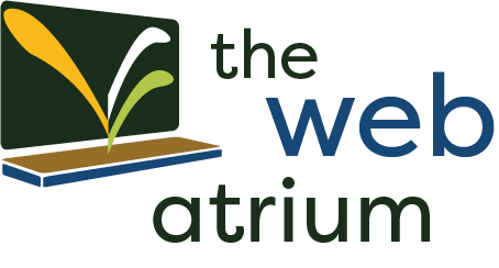 The Web Atrium laptop logo with title
